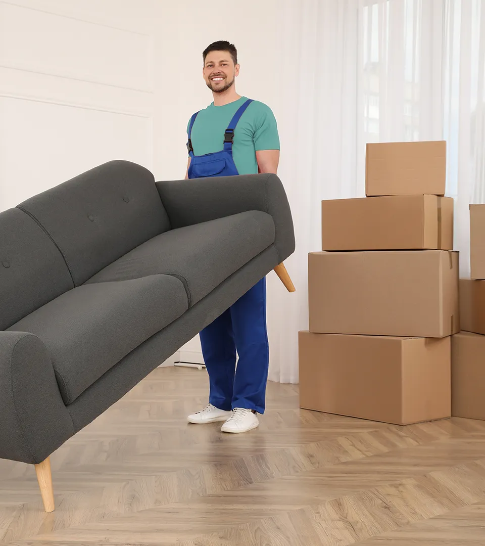 professional movers Staff carrying sofa